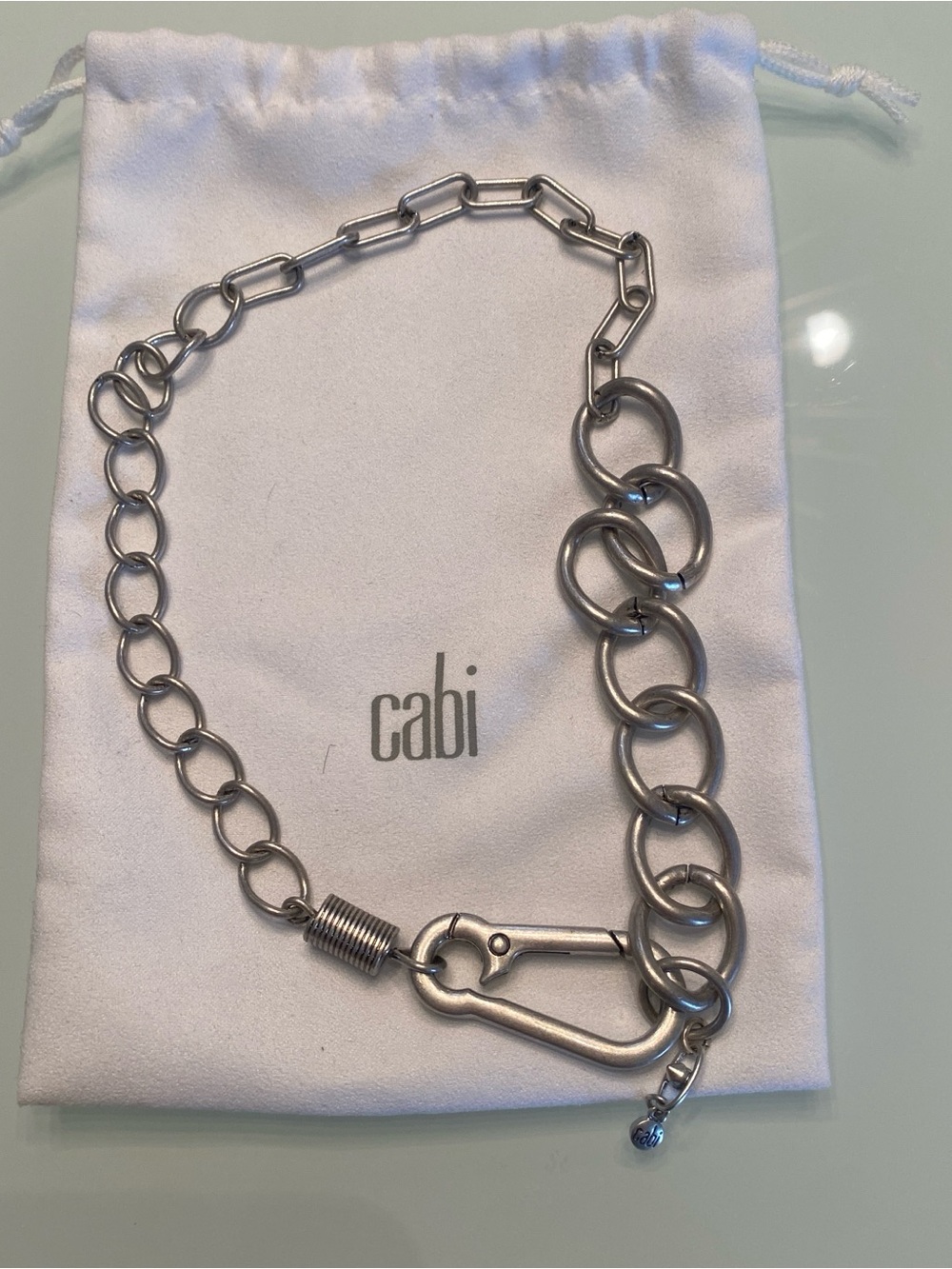 EUC Cabi Silver Swagger Carabiner Mixed Chain Necklace
